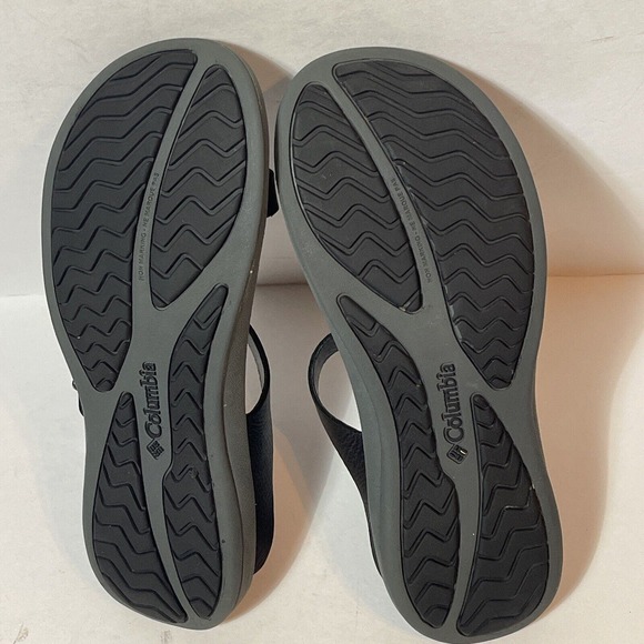 COLUMBIA Women’s 7 Black Leather Slip In Strappy Sandals - Picture 4 of 5